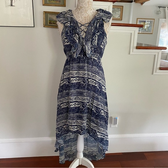 TULAROSA x REVOLVE Nashville Blue Print High Low Dress M - Picture 2 of 6